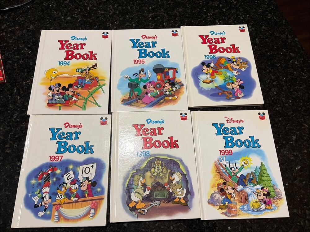 Vintage Disney's Year Books Lot of 8 1994 - 1999 Hard Cover Disney Books